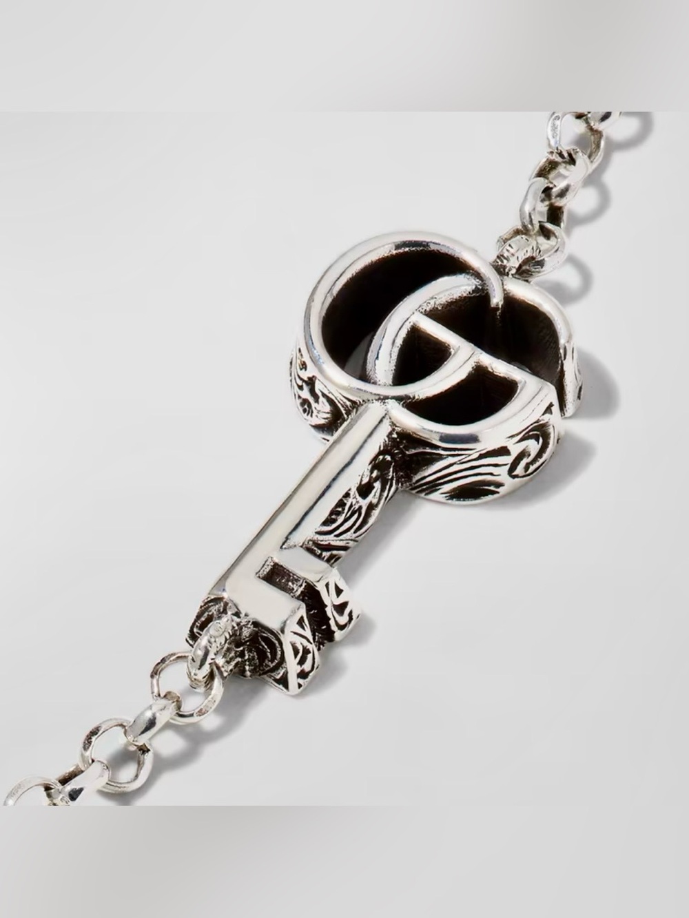 GUCCI GG MARMONT KEY STERLING SILVER CHARM BRACELET